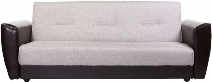 Диван-кровать Амстердам, 120х190, книжка, пружинный блок, рогожка/экокожа, бежевый