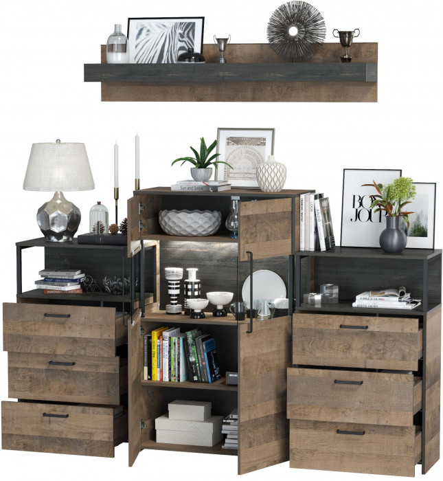 Трувор Гостиная 009, дуб гранж песочный/интра