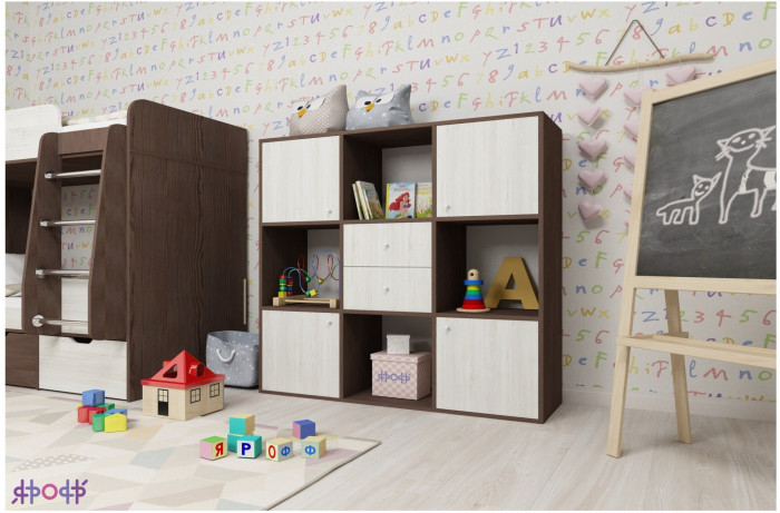 Стеллаж Джери (Белое дерево/Дуб молочный)