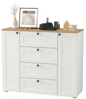 Остин 16.221 Комод, цвет белый шагрень/дуб крафт золотой, ШхГхВ 120х41,9х99,3 см.