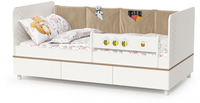 Эйп 11.40 Кровать, цвет белый/дуб белый, ШхГхВ 164,2х89,7х75 см., сп. м. 800х1600 мм., б/м, осн. есть, макс. нагрузка 80 кг., рек. выс. матр. 120 мм.