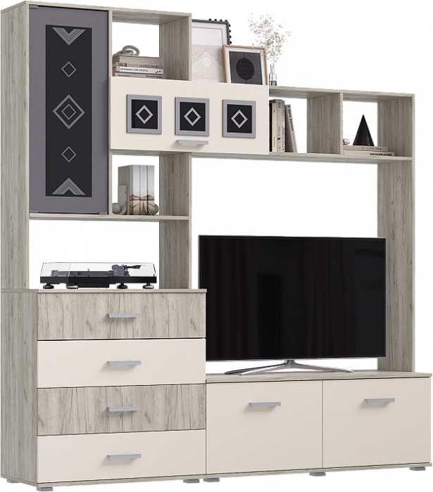 Модульная гостиная Белла, набор 2, Крафт серый/Кашемир