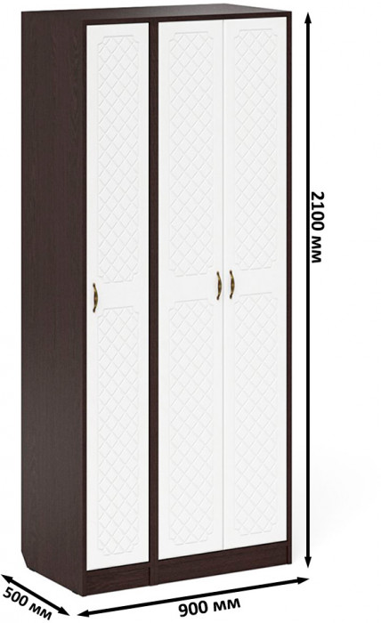 Прихожая П-6-500 Шкаф + Пенал, венге/фасады МДФ белое дерево фрезеровка ромб