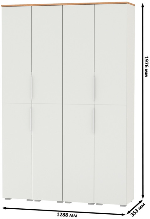 Октава Набор шкафов 45, цвет белый шагрень/дуб крафт золотой/фасады МДФ белый шагрень, ШхГхВ 128,8х35,3х197,6 см., универсальная сборка