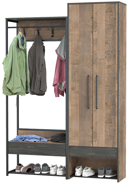 Трувор 15.120 Прихожая + 13.328.02 Шкаф для одежды, дуб гранж песочный/интра