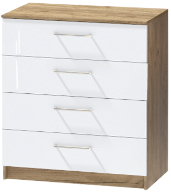 Комод №1 "Иннэс-7", Крафт золотой/Белый глянец