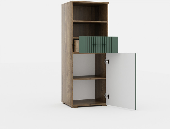 Тумба высокая для гостиной "Монреаль" - Дуб канзас/Зеленый матовый