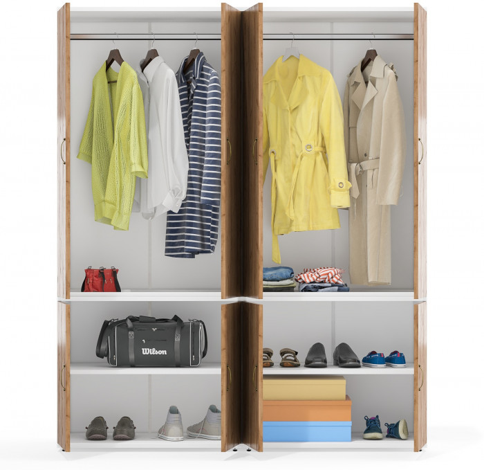 Лидер-8 Шкаф МД 19Б 2 шт., цвет белый шагрень/крафт золото, ШхГхВ 160х50х190 см., универсальная сборка