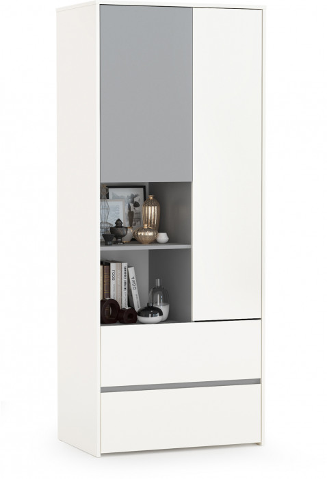 Торонто 13.333 Шкаф для одежды, цвет белый шагрень/стальной серый, ШхГхВ 80х53х195,7 см., универсальная сборка