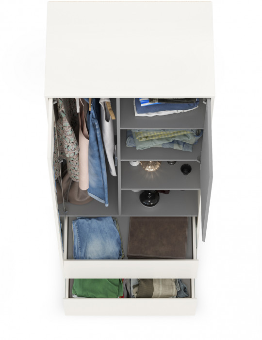 Торонто 13.333 Шкаф для одежды, цвет белый шагрень/стальной серый, ШхГхВ 80х53х195,7 см., универсальная сборка