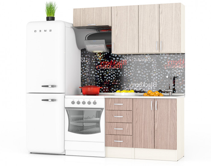 Кухня Мери 04 ШВ600+ШВ400+ШВв600+ШН600+ШН4Я400, цвет дуб/ясень шимо светлый/ясень шимо тёмный, ШхГхВ 160х30х67 см./100х60х85 см.