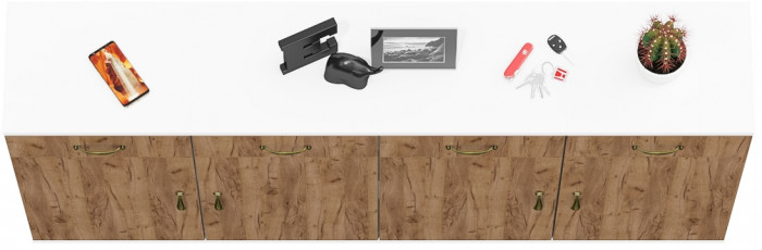 Лидер-8 Тумба МД 3.15 4 шт., цвет белый шагрень/крафт золото, ШхГхВ 160х30х75 см., универсальная сборка