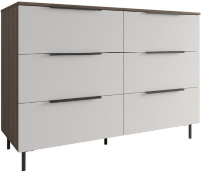 МС Роза Комод 1300, Ройс+ ручка скоба 6 шт., Орех Франклин карамель/Белый скин