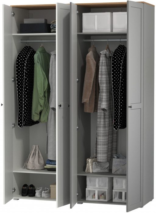 Остин 13.224 Шкаф 2 шт., цвет белый шагрень/серый графит/дуб крафт золотой, ШхГхВ 160х54,3х229,6 см., универсальная сборка