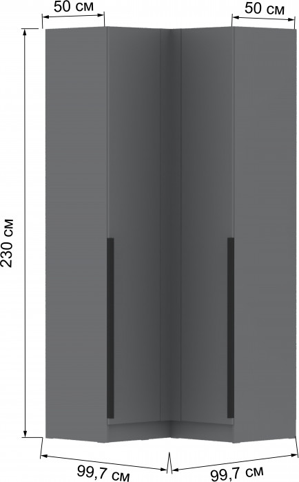 Шкаф угловой Мадрид (угол прямой) графит серый
