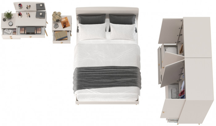 Афина Спальня 36-1400, цвет кашемир серый, сп.м. 1400х2000 мм., б/м, основание есть - фанера