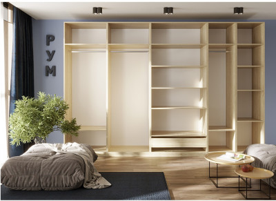 Гардеробная Рум. Комплект 6.1 без фасадов, дуб сонома