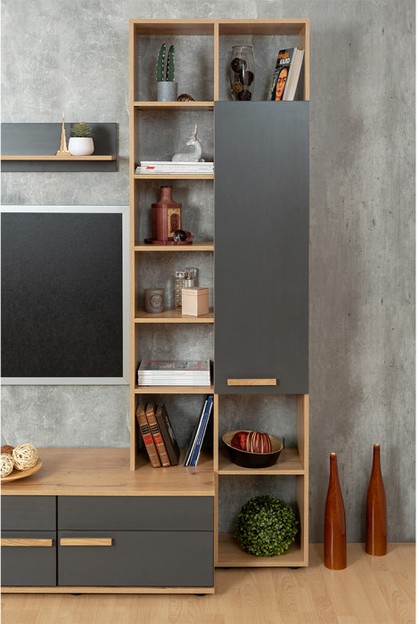 Шкаф МЦН Crown 11, Графит, Дуб золотистый