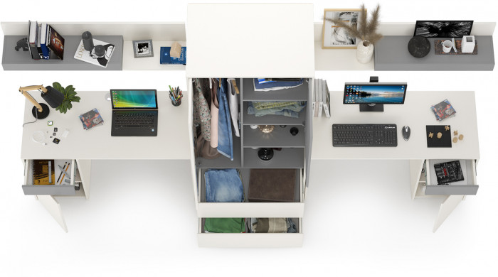 Торонто Компоновка № 18, белый шагрень/стальной серый