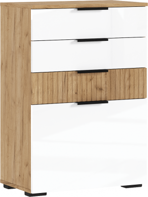 Роджина Комод 600 (Белый глянец, Дуб Крафт Золотой)