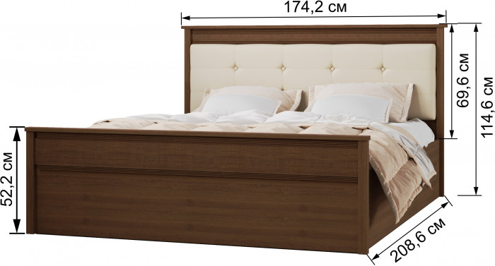 Ливорно Кровать ЛКР-1 (1,6) с настилом ДСП 2С, Орех донской