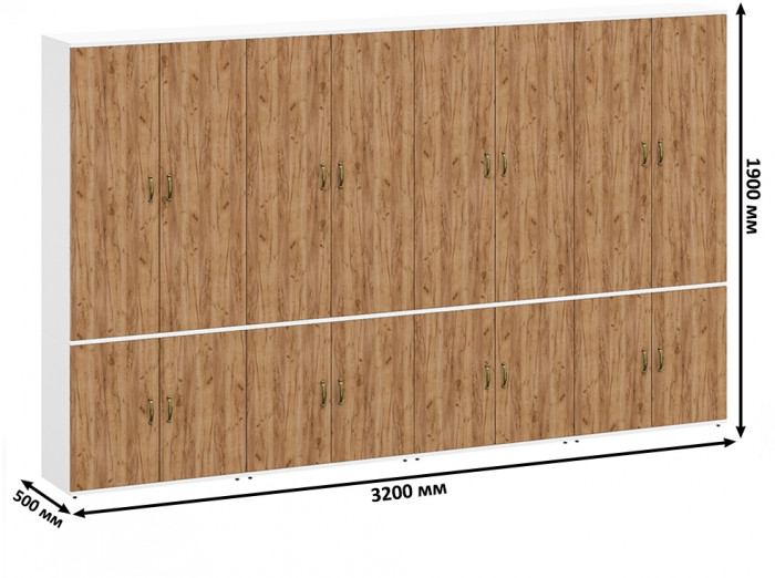Лидер-8 Шкаф МД 19Б 4 шт., цвет белый шагрень/крафт золото, ШхГхВ 320х50х190 см., универсальная сборка