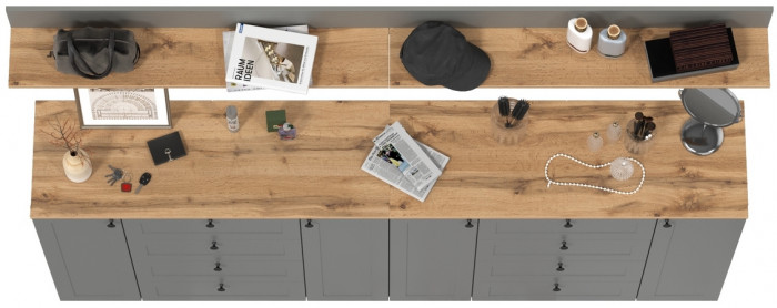 Остин Прихожая 69, цвет серый графит/дуб крафт золотой, ШхГхВ 240х41,9х160 см.