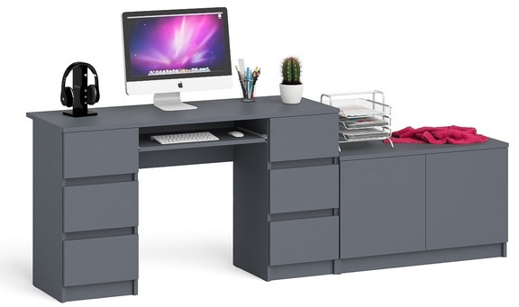 Мори компьютерный стол МС-2 + Тумба МА900.1, графит