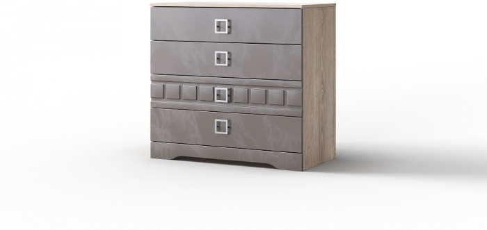 Комод с 4-мя ящиками "Римини" - Дуб мадура/Перламутр тауп