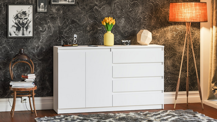 Мори Комод МК1600.1, цвет белый, ШхГхВ 160,4х41х94 см., НЕ универсальная сборка