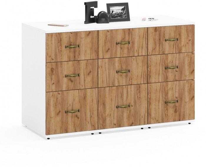 Лидер-8 Тумба МД 3.16 3 шт., цвет белый шагрень/крафт золото, ШхГхВ 120х50х75 см., универсальная сборка