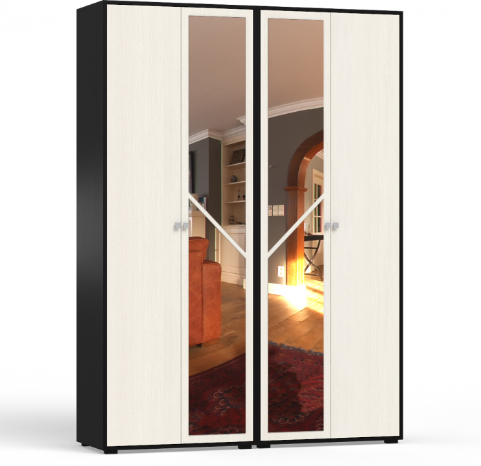 Камелия спальня № 2 Кровать 1600 + Две тумбы + Стол косметич. + Зеркало + Шкаф 4-х, венге/дуб лоредо