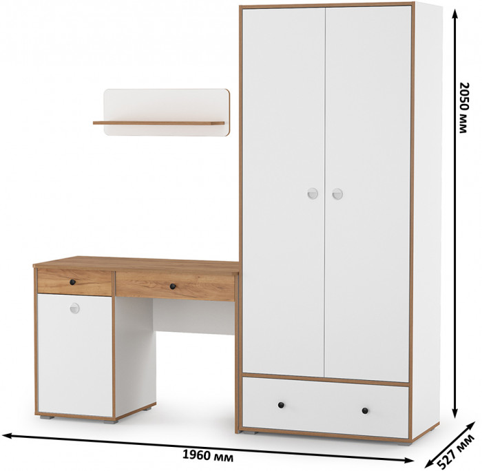 Вуди Компоновка № 18, белый премиум/дуб крафт золотой