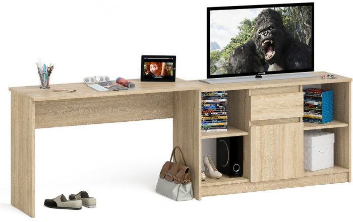 Мори письменный стол МСП1200.1 + Тумба МТВ1204.1, дуб сонома