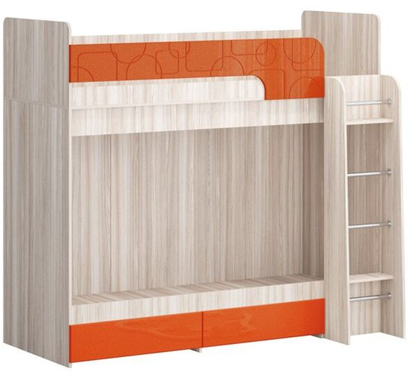 Двухъярусная кровать Бемби МДФ NEW, ясень (Обриета, Ясень шимо светлый)