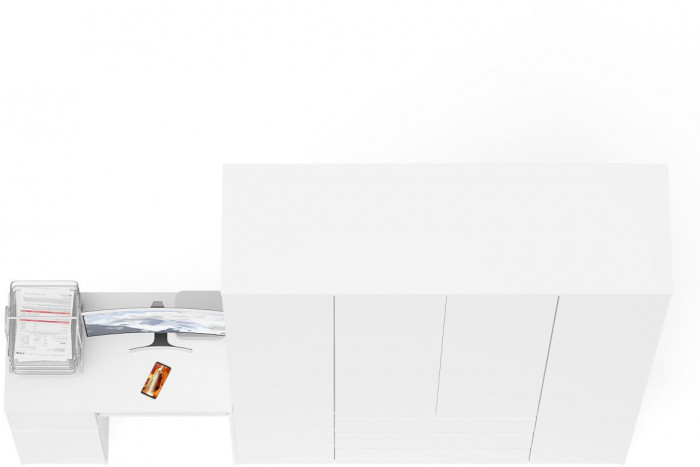 Мори Стол компьютерный МС-1 левый + Шкаф МШ1600.1, цвет белый, ШхГхВ 250,4х50,4х209,6 см., выдвижной ящик слева, НЕ универсальная сборка