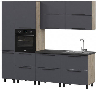 Кухня Этна 2.4 м. Комплект 1, софт графит