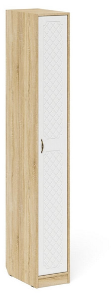 Прихожая П-6-500 Пенал, цвет дуб сонома/фасады МДФ белое дерево фрезеровка ромб, ШхГхВ 30х50х210 см., универсальная сборка