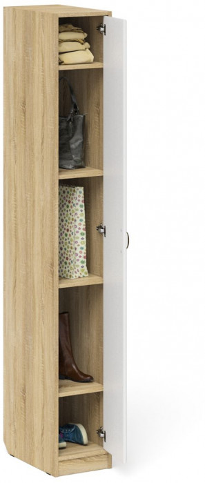 Прихожая П-6-500 Пенал, цвет дуб сонома/фасады МДФ белое дерево фрезеровка ромб, ШхГхВ 30х50х210 см., универсальная сборка