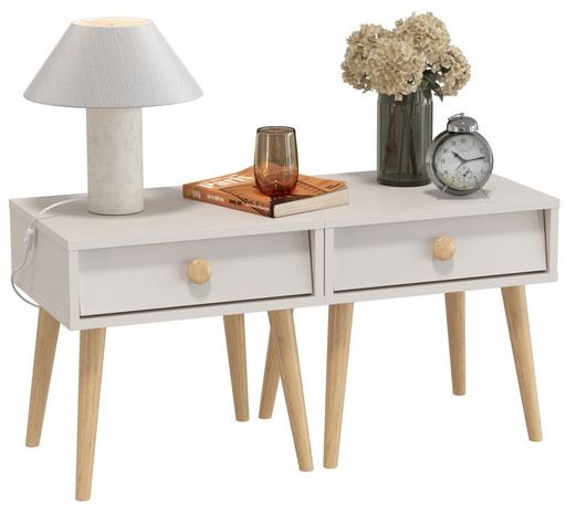 Афина Спальня Тумба прикроватная х 2, цвет кашемир серый, ШхГхВ 2х45х37х45 см.