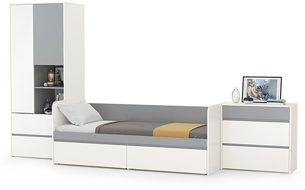 Торонто Компоновка № 21, белый шагрень/стальной серый