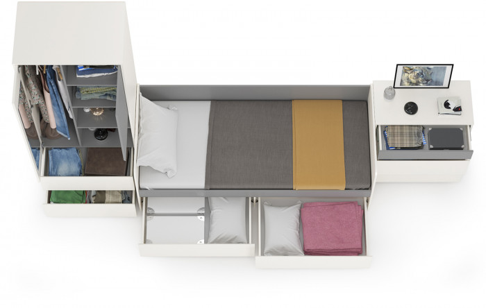 Торонто Компоновка № 21, белый шагрень/стальной серый