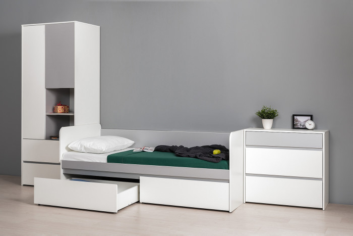 Торонто Компоновка № 21, белый шагрень/стальной серый