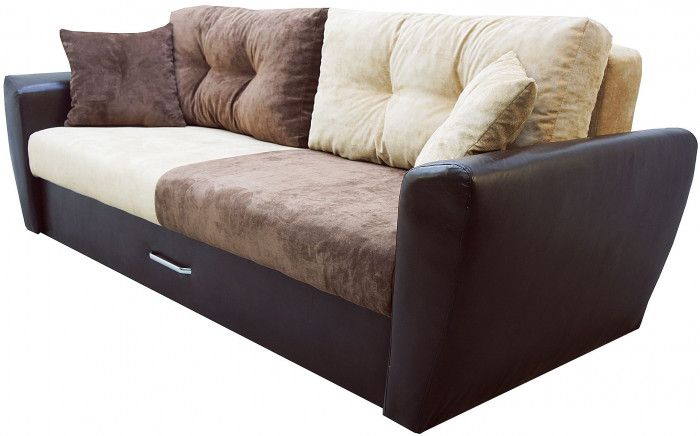 Диван-кровать Амстердам Люкс, 150х195, еврокнижка, пружинный блок, велюр/экокожа, комби