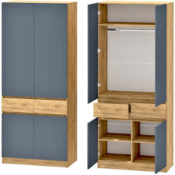 Модульная Прихожая Иннэс-10, набор 2, Дуб крафт золотой/Графит