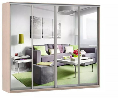 Шкаф купе Модерн 2362х600 4-х дверный 3-х секционный зеркальный ясень