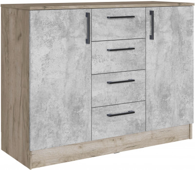 Комод Вегас, Дуб крафт серый/Цемент