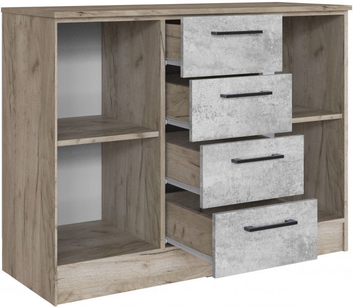 Комод Вегас, Дуб крафт серый/Цемент