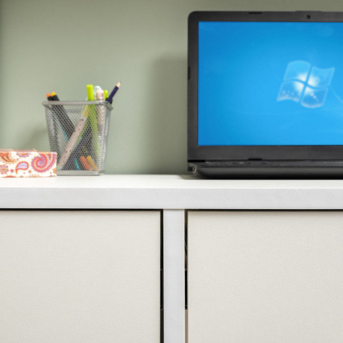 Стол компьютерный Комфорт 12.77F, цвет белый шагрень, ШхГхВ 100х49,8х147 см., универсальная сборка