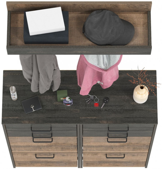 Трувор Прихожая 152, цвет дуб гранж песочный/интра, ШхГхВ 100х37х195 см.